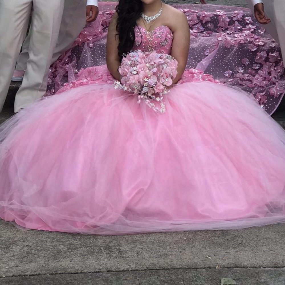 Pink 3 Piece corset quinceañera dress/ball gown